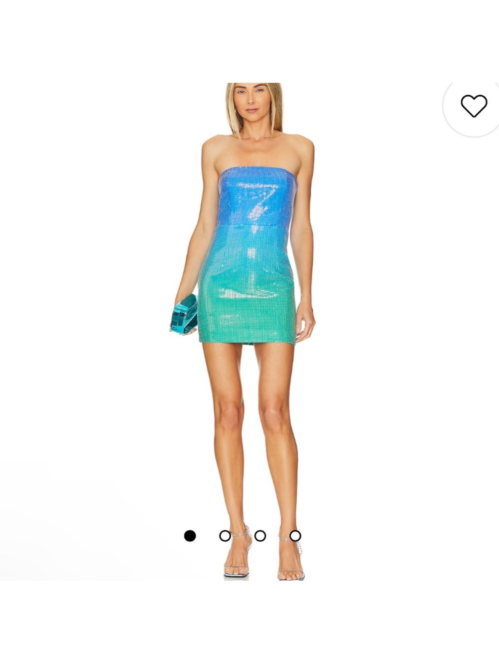RUNWAY The Label Exclusive Ocean Ombre Teal Blue Sequin Strapless Dress XS